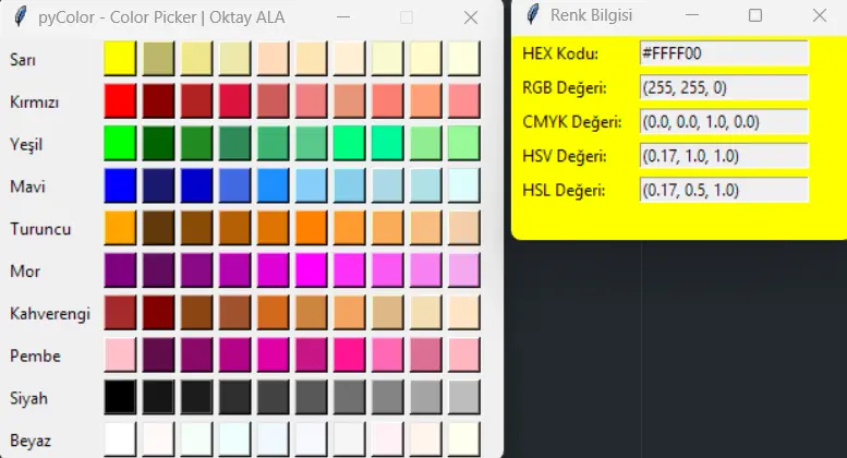 Renk Paleti Uygulaması python